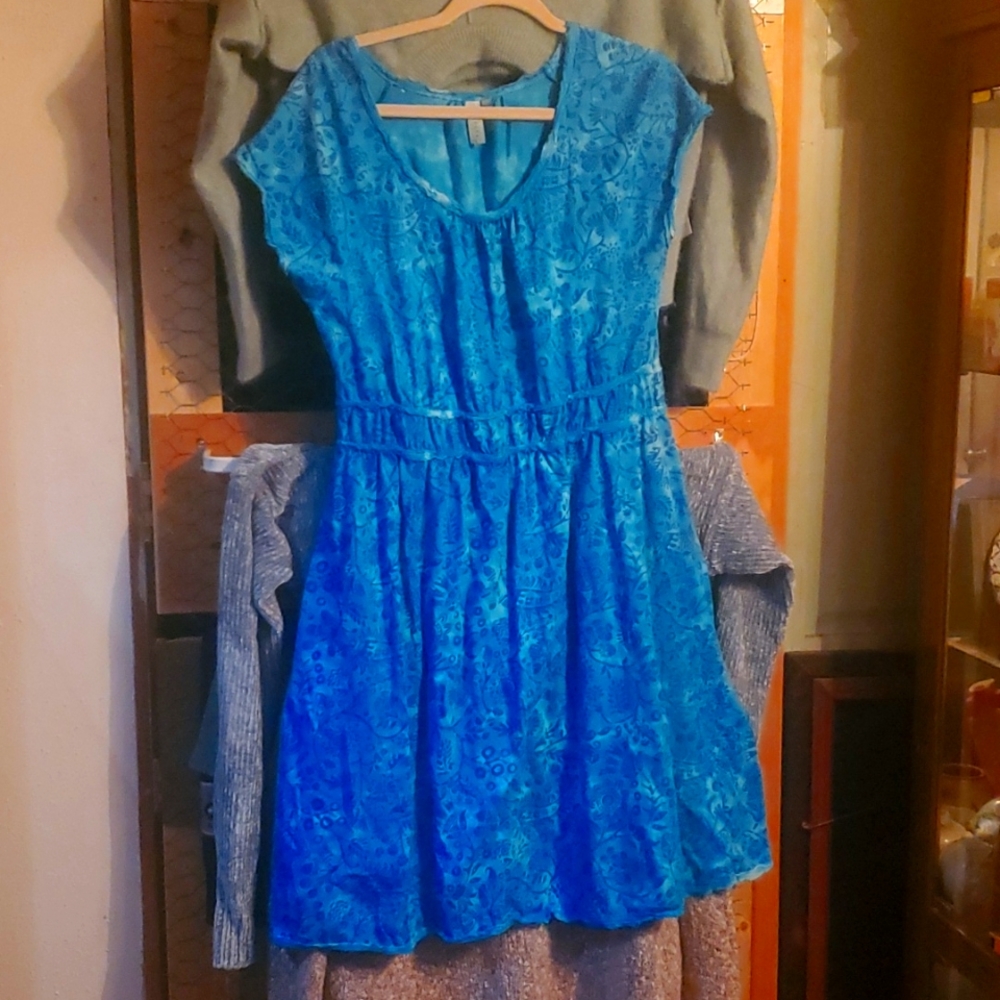 Sahalie Teal Batik Dress Large